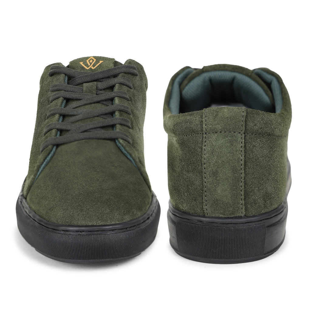 DEODAR olive sneakers in premium suede, made by Indian artisans