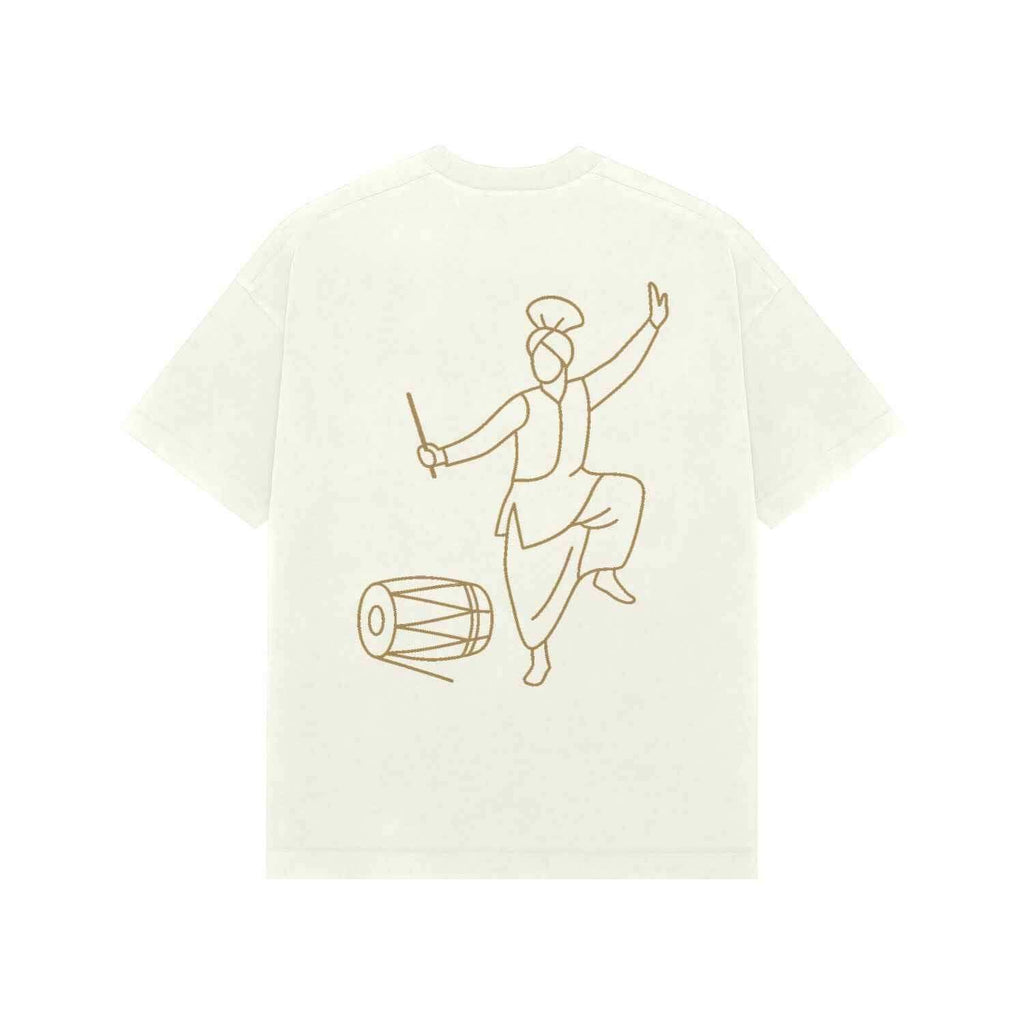 VVID Essentials – Punjab Bhangra Gold Line Art Oversized Premium Tee