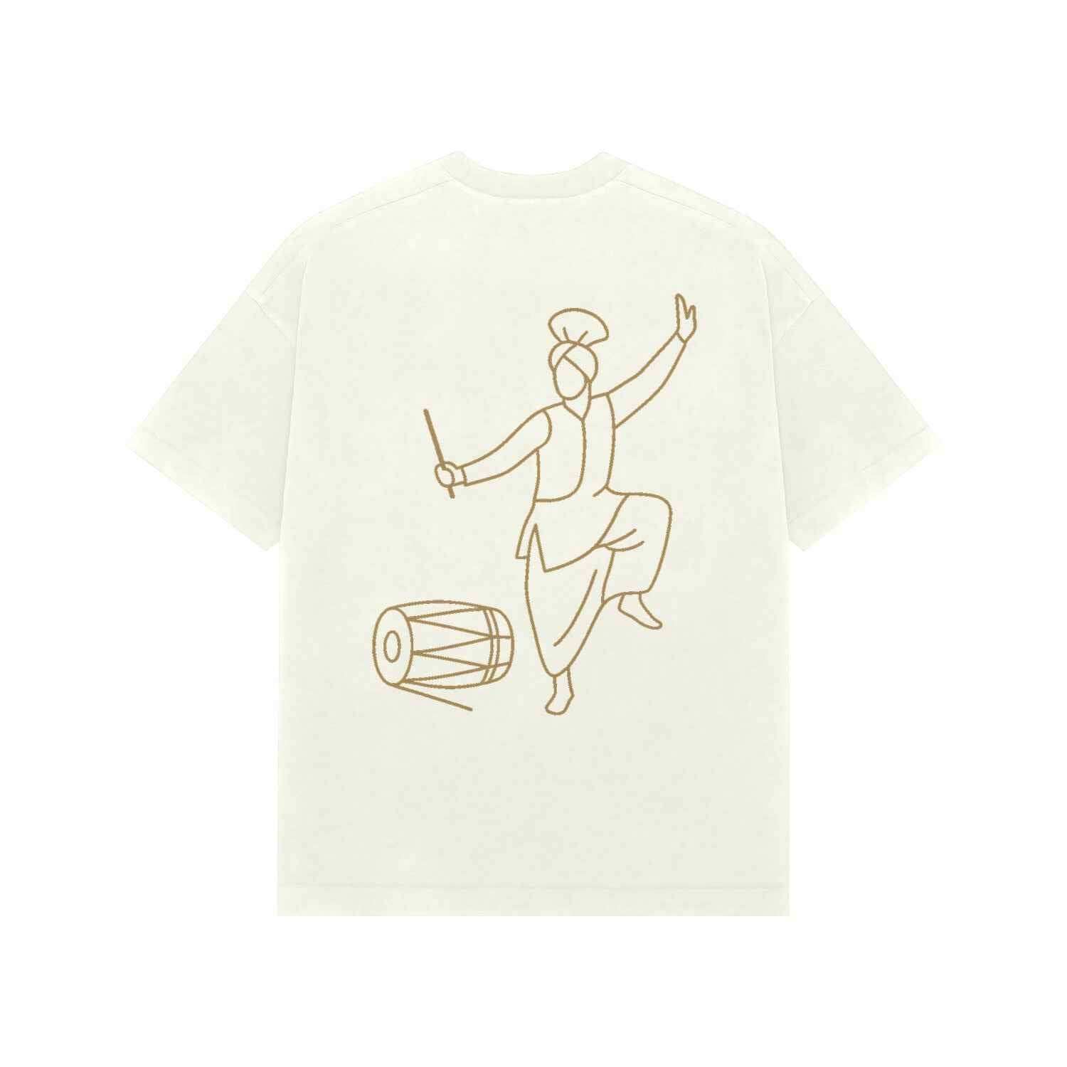VVID Essentials – Punjab Bhangra Gold Line Art Oversized Premium Tee