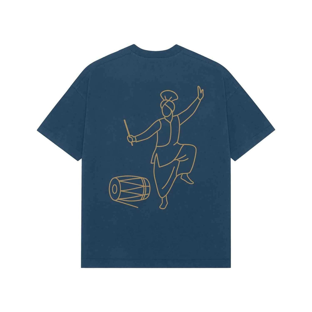 VVID Essentials – Punjab Bhangra Gold Line Art Oversized Premium Tee