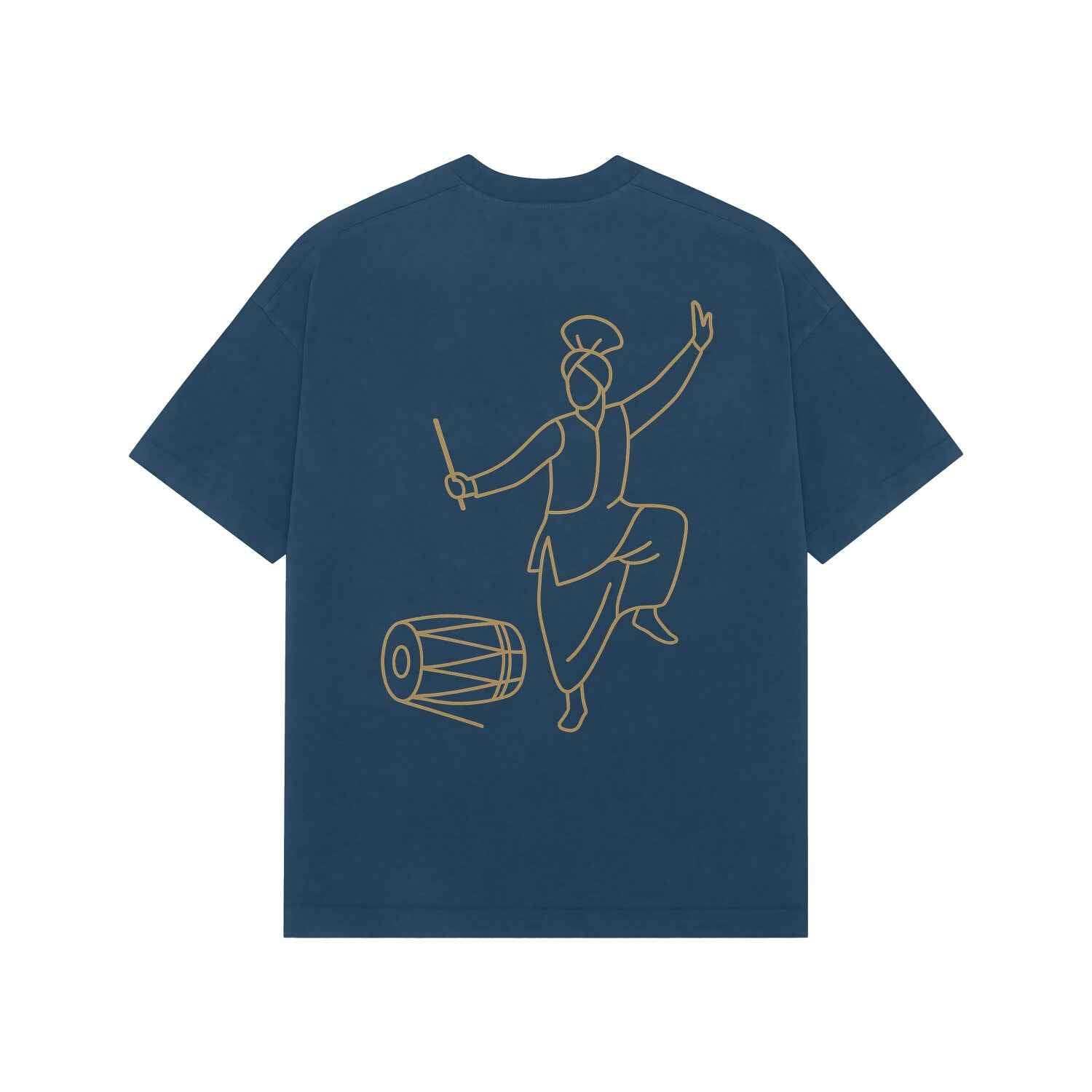 VVID Essentials – Punjab Bhangra Gold Line Art Oversized Premium Tee