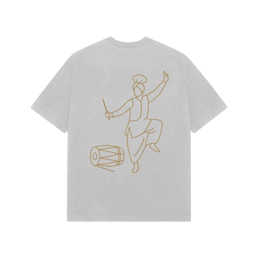 VVID Essentials – Punjab Bhangra Gold Line Art Oversized Premium Tee