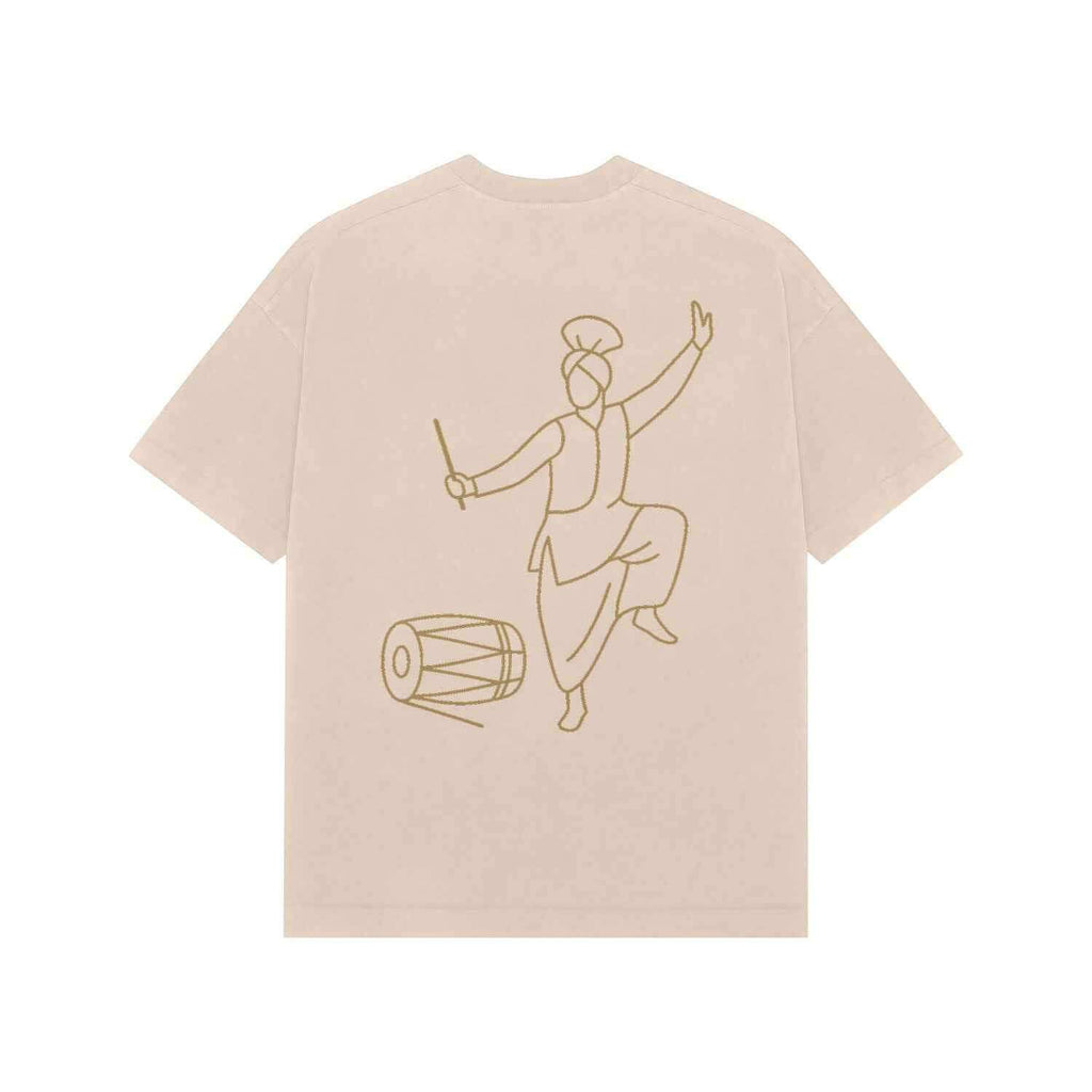 VVID Essentials – Punjab Bhangra Gold Line Art Oversized Premium Tee