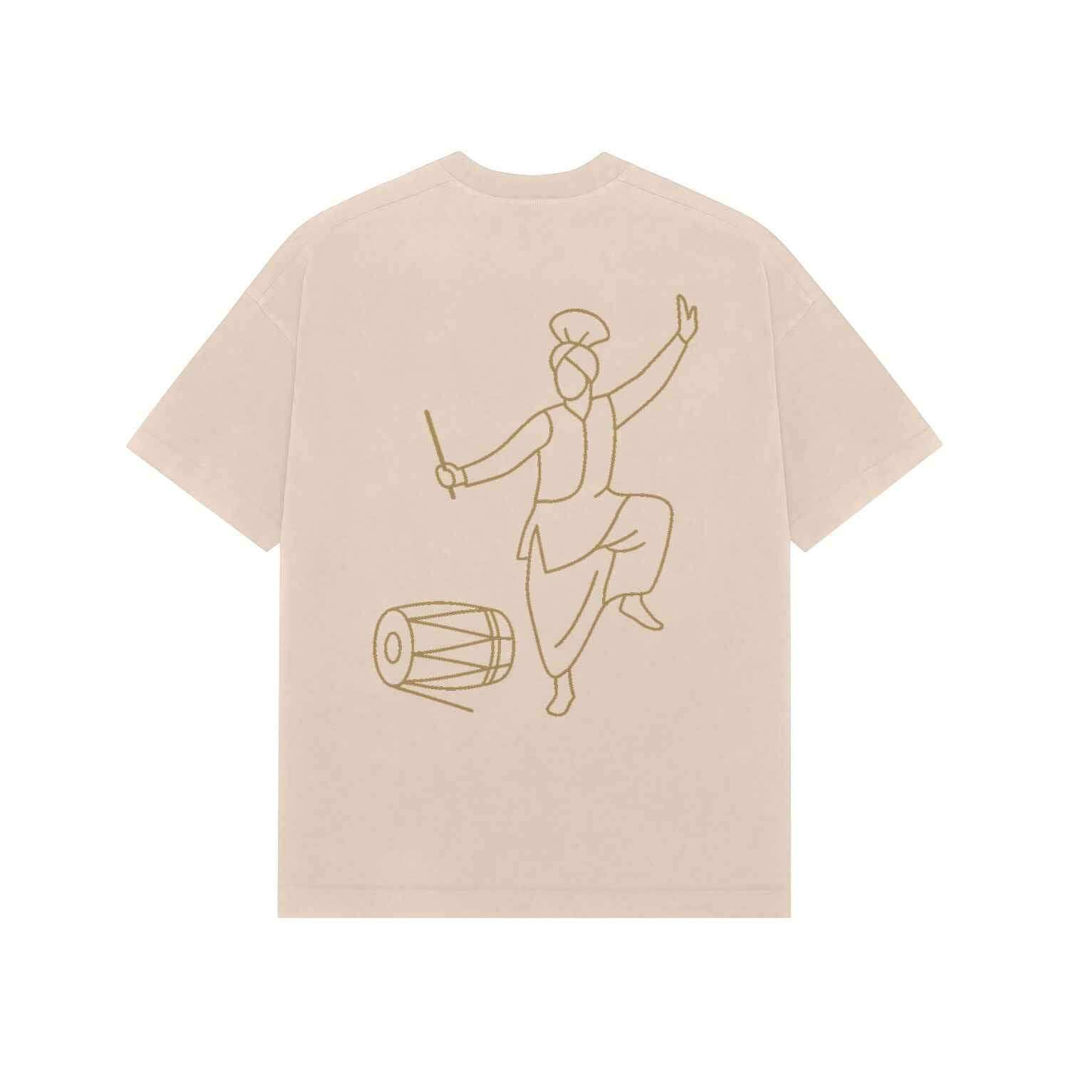 VVID Essentials – Punjab Bhangra Gold Line Art Oversized Premium Tee