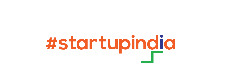 Logo with '#startupindia' text on a white background