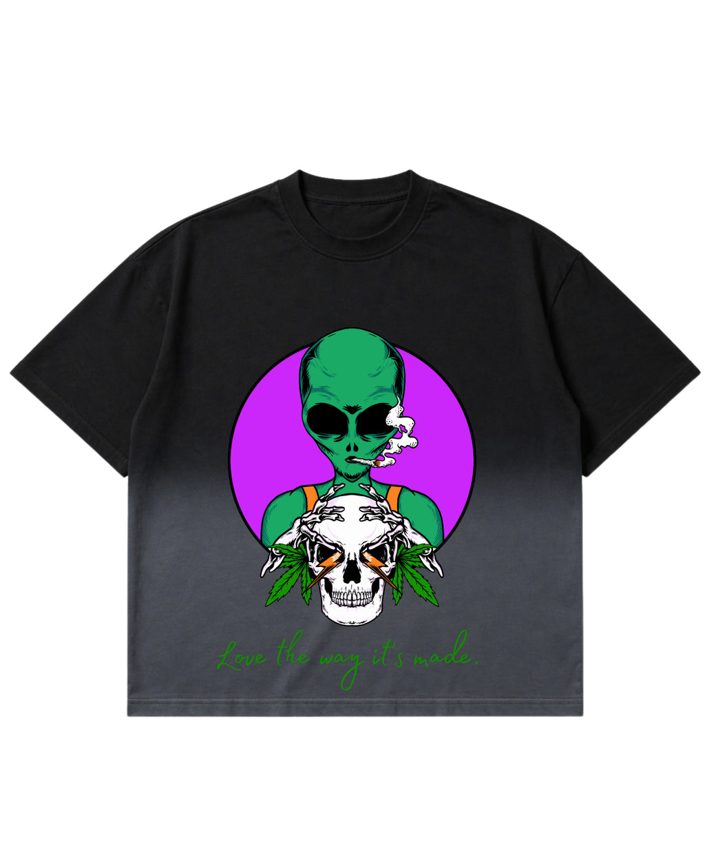 Black Ombré Wash Boxy Fit T-shirt Front Design