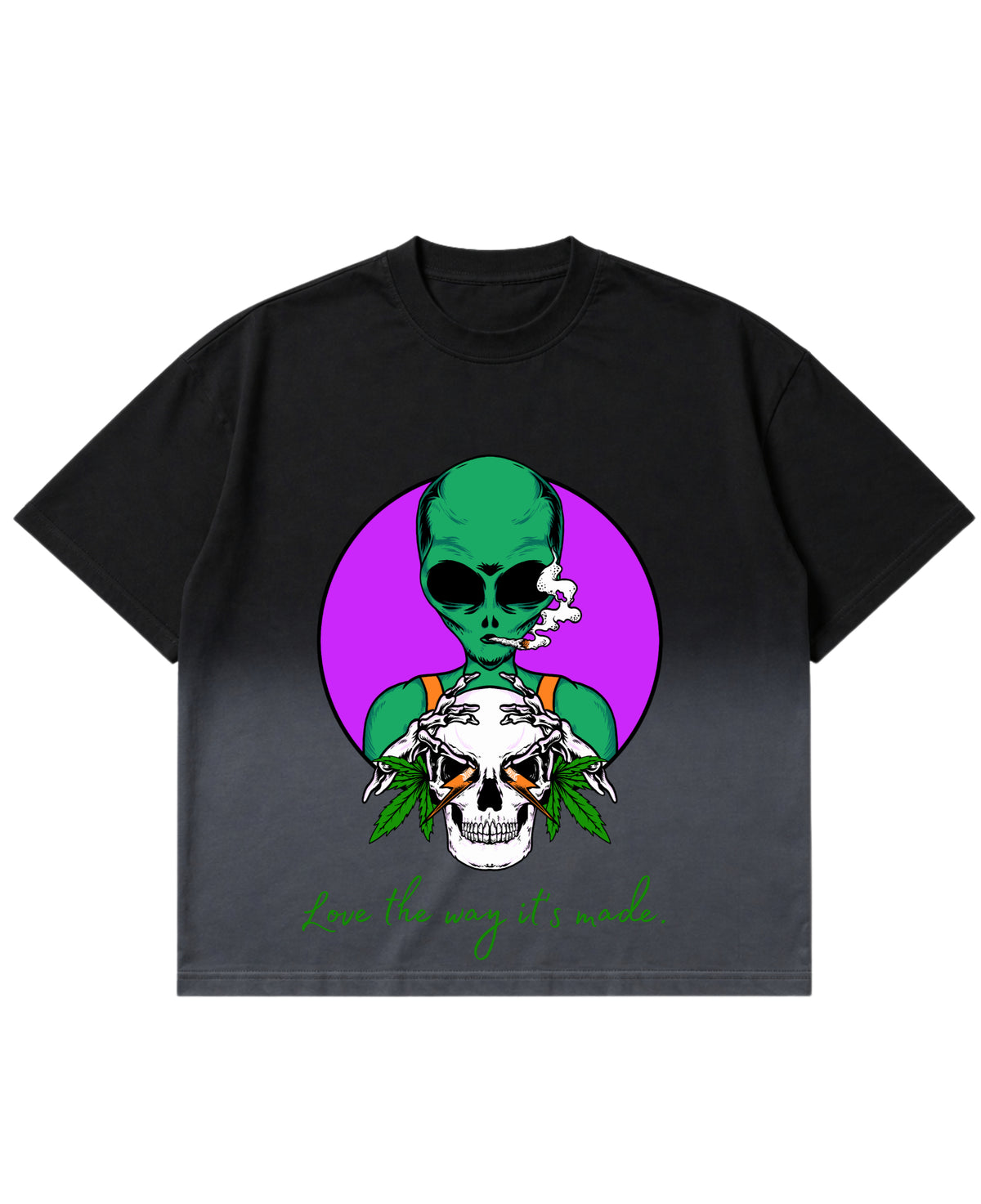 Black Ombré Wash Boxy Fit T-shirt Front Design