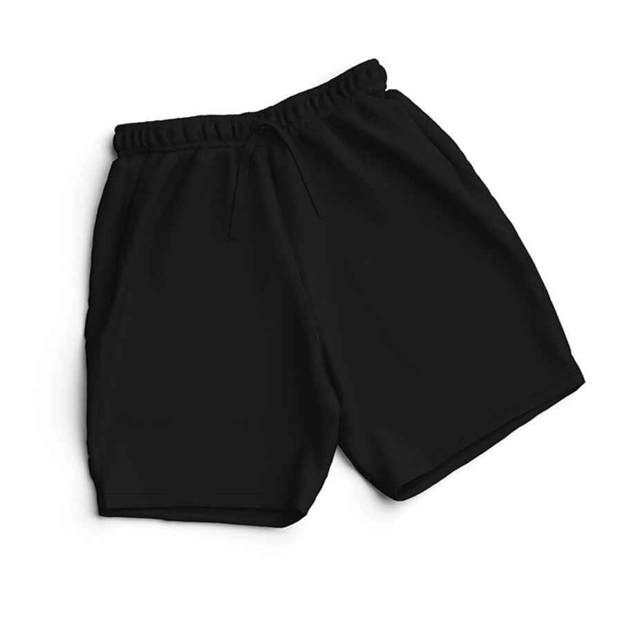 VVID - Indian Artisan Luxury Fashion House black essential sweat shorts with drawstring waist