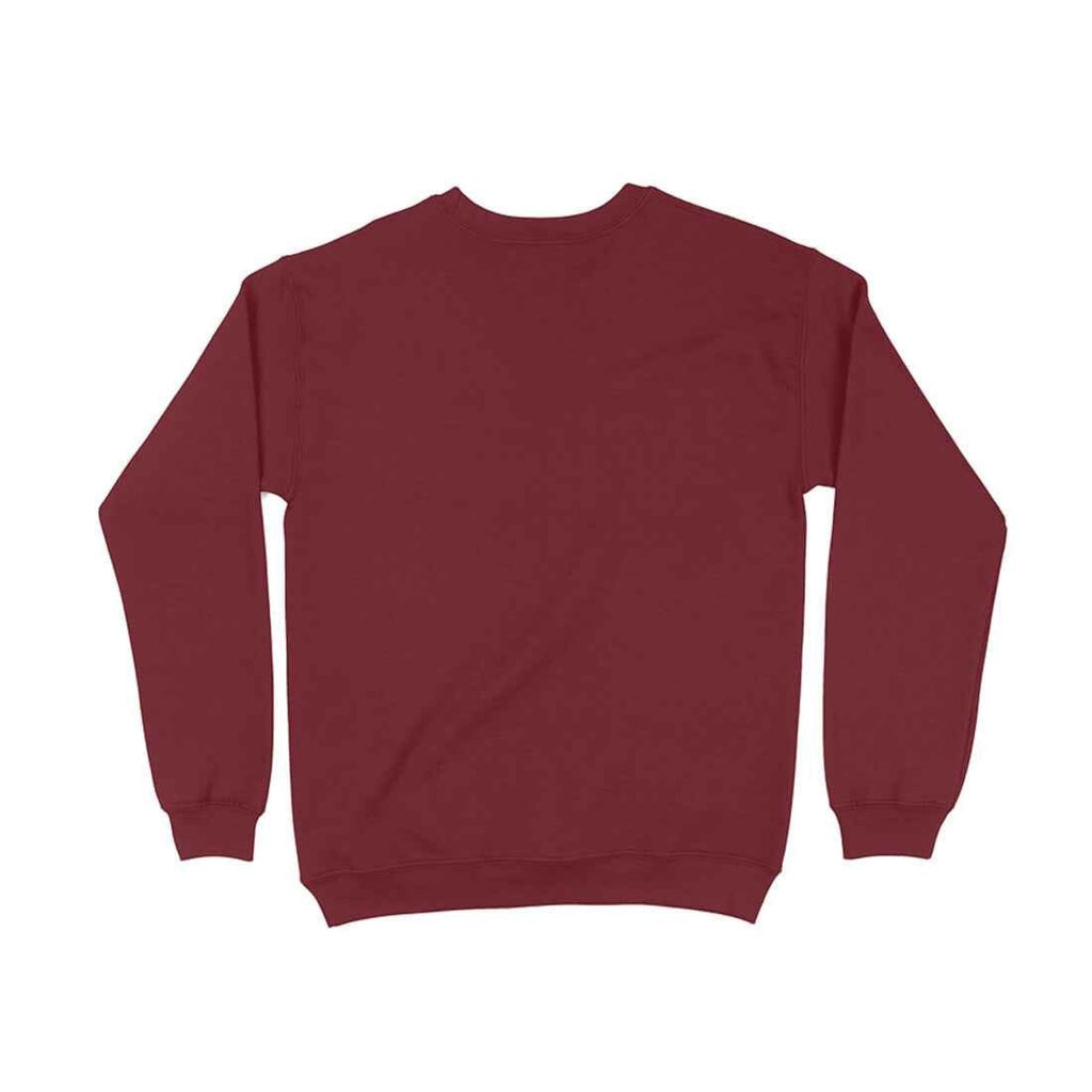 VVID - Indian Artisan Luxury Fashion House maroon cotton blend crewneck sweatshirt with gold lotus crest graphic