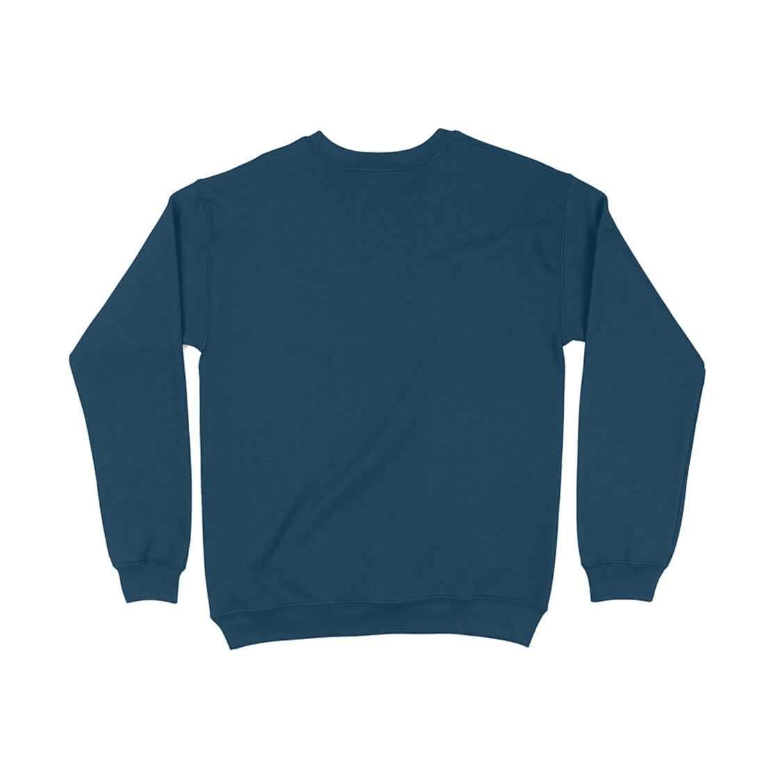 VVID - Indian Artisan Luxury Fashion House navy blue cotton blend crewneck sweatshirt with gold Lotus Crest design on front.