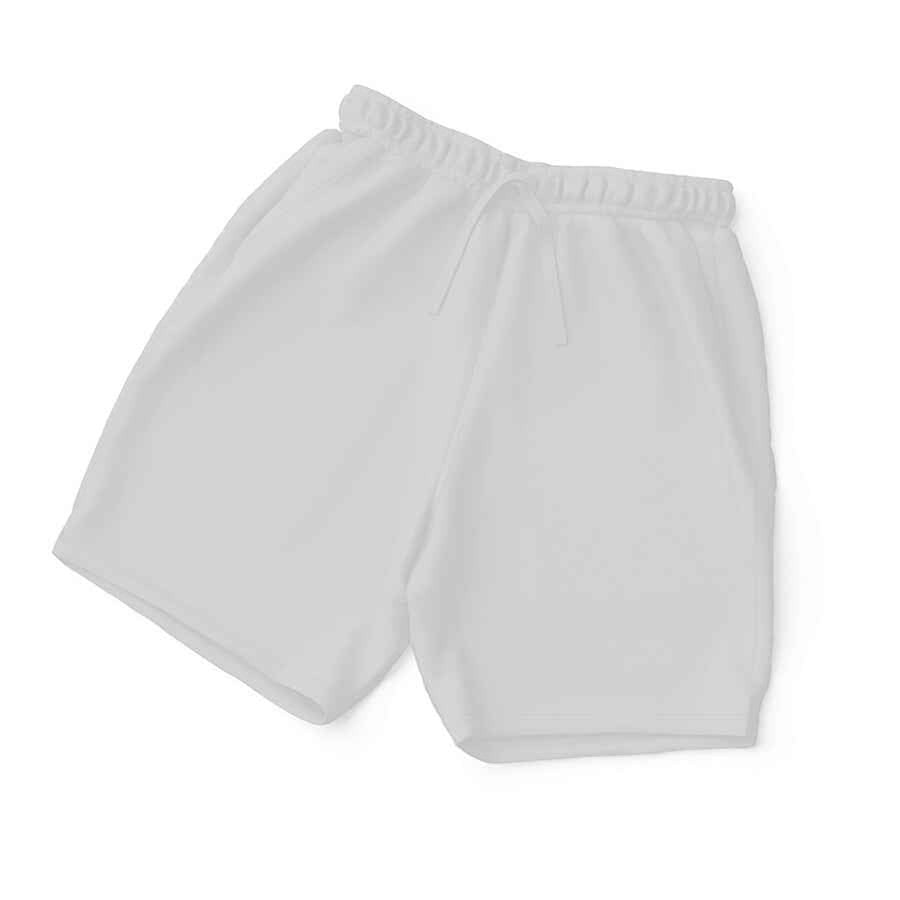 VVID - Indian Artisan Luxury Fashion House white essential drawstring shorts with elastic waistband.
