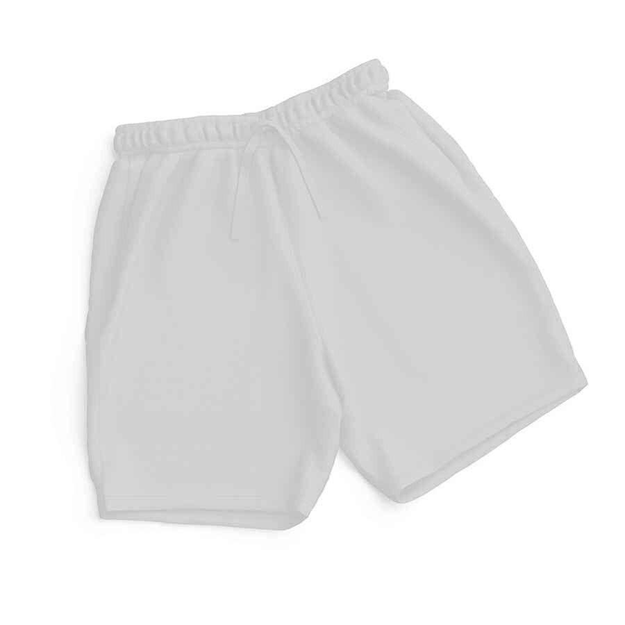 VVID ESSENTIAL white terry cloth shorts with drawstring waist and elastic waistband