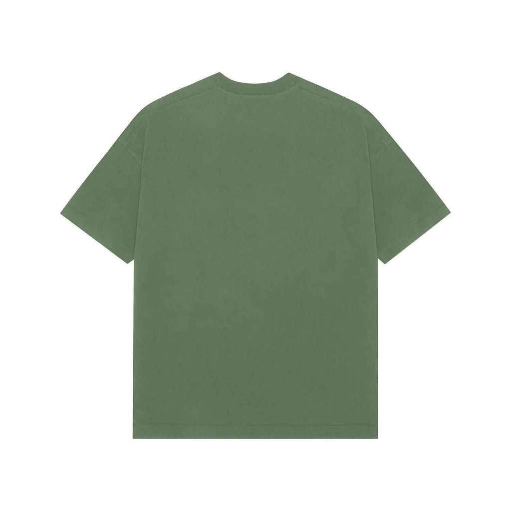 VVID Essential Oversized Tee in olive green. This premium cotton t-shirt features a relaxed fit and short sleeves.